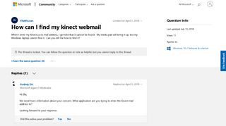 How can I find my kinect webmail - Microsoft Community