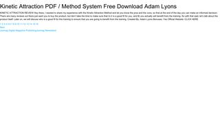 Kinetic Attraction PDF / Method System Free Download Adam Lyons