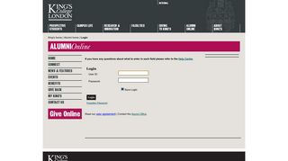 Login page - King's Alumni Community