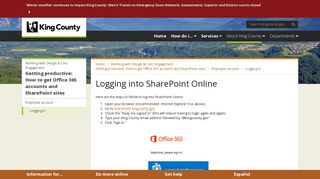 Logging into SharePoint Online - King County