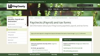 Paychecks (Payroll) and tax forms - King County