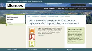 Special incentive program for King County employees who carpool ...