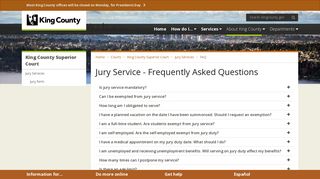 Jury Service - Frequently Asked Questions - King County