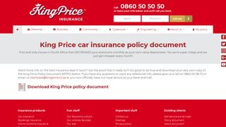 King Price car insurance policy document