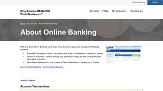 King Soopers REWARDS World Mastercard® | About Online Banking