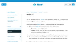 Webmail: The King's University