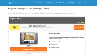 Kingdom of Bingo | 120 Bingo Tickets For New Players