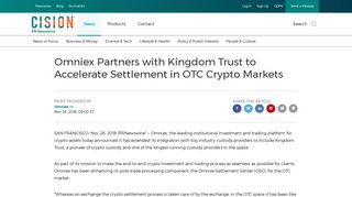 Omniex Partners with Kingdom Trust to Accelerate Settlement in OTC ...