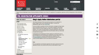 King's College London - King's Apply Online Admissions portal