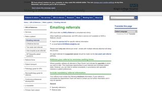 Emailing referrals - King's College Hospital NHS Foundation Trust