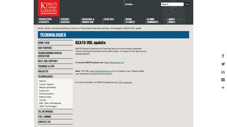 King's College London - KEATS URL update