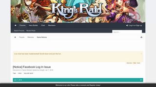 [Notice] Facebook Log In Issue | King's Raid Forum