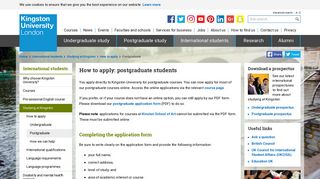 How to apply: postgraduate students ... - Kingston University