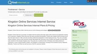 Kingston Online Services - Internet Service Provider - FindInternet.ca