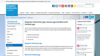 Kingston University app, Microsoft Outlook app and BlackBoard ...