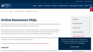 Online Resources FAQs | Brunel University London