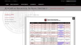 Parent Links / Assessment Calendar - Kingsway Regional School District