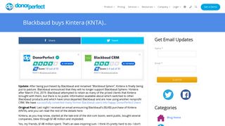 Blackbaud buys Kintera (KNTA).. - DonorPerfect