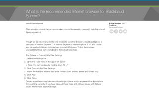What is the recommended internet browser for Blackbaud Sphere ...
