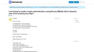 I am trying to create a login authentication using Kinvey MBaaS. But it ...