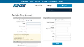 Register New Account - KINZE Manufacturing Online Store