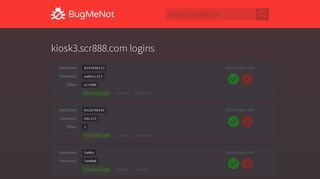 kiosk3.scr888.com passwords - BugMeNot