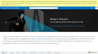 Know it. Prove it. - Microsoft Virtual Academy