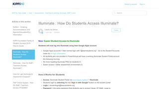Illuminate : How Do Students Access Illuminate? – KIPP NJ Help Center