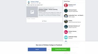 Who's seen the new student VLE? - Kirklees College | Facebook