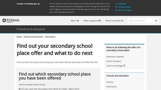 Find out your secondary school place offer and what ... - Kirklees Council