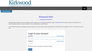 Kirkwood Community College Alerts - Login to your account
