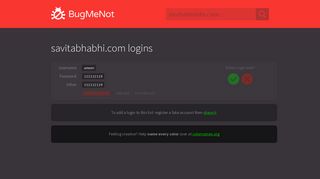 savitabhabhi.com passwords - BugMeNot