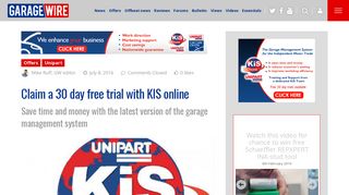 Claim a 30 day free trial with KIS online - Garagewire