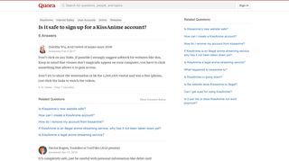 Is it safe to sign up for a KissAnime account? - Quora