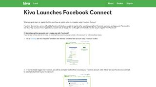 Kiva Launches Facebook Connect | Kiva