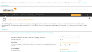 Reset Kiwi Web Access User account password - SolarWinds ...