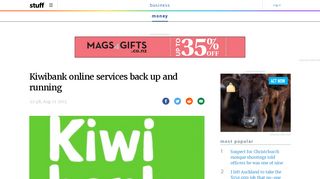 Kiwibank online services back up and running | Stuff.co.nz
