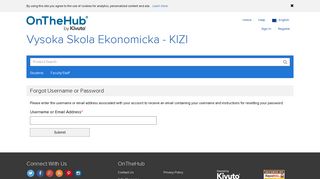 Forgot Username or Password | Vysoka Skola Ekonomicka - KIZI ...