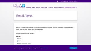 Email Alerts | KLA-Tencor Corporation