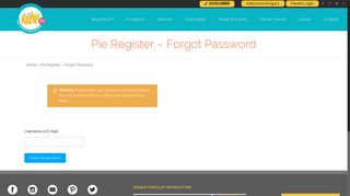 Pie Register - Forgot Password - Playschool in India - KLAY Schools