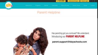 Parent Helpline - Playschool in India - KLAY Schools