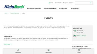 Cards | Personal Banking | KleinBank