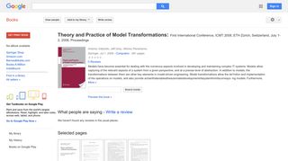 Theory and Practice of Model Transformations: First International ...