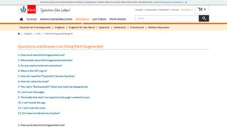 FAQ Klett Augmented (English) | Digitales | Klett Sprachen