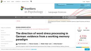 Frontiers | The direction of word stress processing in German ...