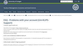 FAQ - Problems with your account (Uni-KLIPS ... - Universität zu Köln