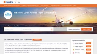 Check your Klm Royal Dutch Airlines flight PNR status on Cleartrip