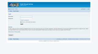 KLM Virtual Airline - User Control Panel - Login - Klm-va