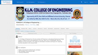 KLNCE - K L N College of Engineering - Reviews, Students, Contacts