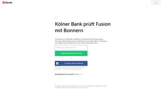 Kölner Bank prüft Fusion mit Bonnern - Kölnische Rundschau - Blendle